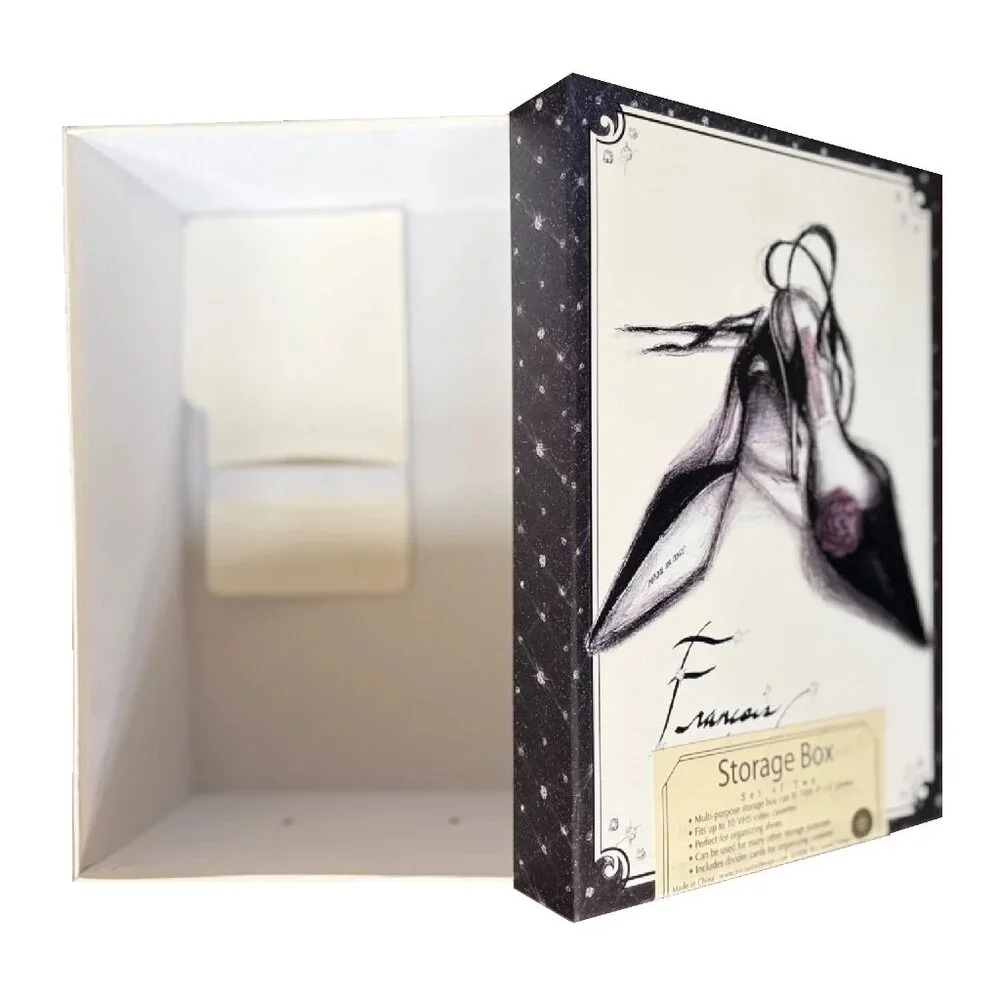 2 new Empty Shoe Boxes Francois Clouet Hollywood Beverly Hills Sketched Heels